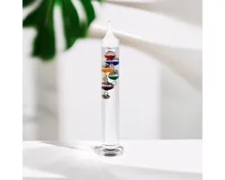 Glazen Galileo Thermometer – 28 cm – Decoratieve Temperatuurmeter – Kleurrijke Zwevende Bollen – Wetenschappelijk Design – Perfect Cadeau