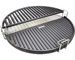 Kamado Essentials - Flex Grill PRO avec grille et plaque en fonte - Système Multi niveaux - Diviser pour mieux régner - Grand Kamado 21"