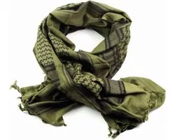 Achilles® Keffiyeh Vert Olive - Shemagh arabe - Écharpe Arafat PLO - Desert Shemagh