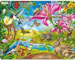 Larsen Les Fleurs et les Abeilles – Puzzle – Nature – Pollinisation et Écosystèmes – Puzzle éducatif pour enfants – 69 pièces – Fabriqué en Norvège – Pièces extra épaisses de 2,5 mm – Plateau avec bord fixe