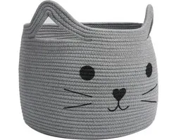 Laundry Basket Large Cotton Jute Basket Storage Basket for Clothes Blankets in Living Room Toy Cushion in Children's Room Pet Basket as Cat Bed 40 x 30 (D×H), Grey
