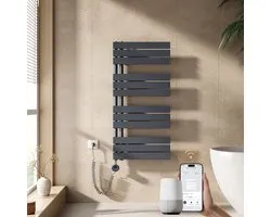 EMKE Elektrische Handdoekradiator - Slimme Bediening - APP Week Timer - 104x50cm - 600W - Mat Antraciet