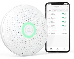 - Airthings 2930 Wave Plus - Radon- en luchtkwaliteitsmonitor - CO2- VOC- luchtdruk- vochtigheids- en temperatuurdetector - Radon- en luchtkwaliteitsmonitor met CO2- VOC- detectie