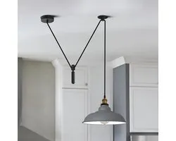 DC VOLTAGE Single Head Ceiling Hanger, Spider Light, Barn Slotted Shadow, Adjustable Cord, Industrial Lighting, Island Lamp for Dining Room, Kitchen(Grey Curvy - 32cm)