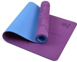 YoZenga Premium Mat Mandala Flower Violet Purple/Blue - Yoga Mat - Extra Dikke Antislip TPE Sportmat - Duurzaam & Lichtgewicht - Inclusief Draagriem