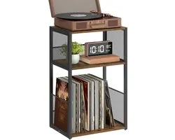 Ohana DT - Meuble à disques - Meuble pour platine - Système de rangement LP - 100 disques - Montage facile - Multifonctionnel - 3 niveaux