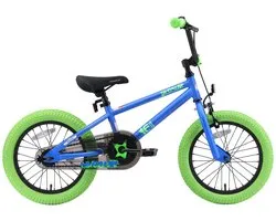 Bikestar 16 inch BMX kinderfiets, blauw / groen