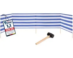 Garronda 5m Strand Windscherm Met Stokken - Windscherm Strand – Windscherm – Rubberen hamer – Strepen – GD-EX-Wb-5m
