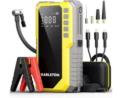 Karlxtom Jumpstarter 12V Multifunctionele 4500A met Luchtpomp - LED-Lamp & Powerbank – Voor Auto - Motor - SUV - Camper