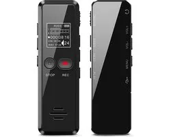 Digitale Voice Recorder - USB Oplaadbaar - 8GB Interne Opslag - Klein en Compact Mini Formaat - Audio in MP3 of WAV met Ruisonderdrukking - Draadloze Memo Recorder - Zwart