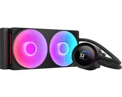 NZXT Kraken Plus RGB 240 Noir - Taille du radiateur : 240 mm - Intel LGA : 1851, 1700, 1200, 115x - AMD AM5, AM4 - Écran LCD IPS 1,54 pouces - 2 x F120 RGB Core (EV) - 8 broches - 8 LED ARGB - Noir