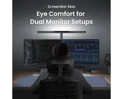 BenQ ScreenBar Max Lampe de bureau pour deux moniteurs | ASYM-TriZone Light™ & Éclairage automatique
