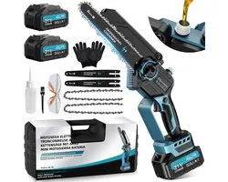 Mini-tronçonneuse sans fil 8 pouces, 2×4000mAh, 1200W, pour la taille des arbres, les travaux et les projets de bricolage