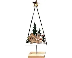 Décoration de table paysage de Noël "Père Noël" avec 10 LED - 33 cm
