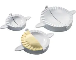 Westmark Raviolimaker-set, empanada-/pierogi-vorm, 3 stuks, Ø 9,5/12/15,5 cm, receptenboekje, plastic, wit, 61342260