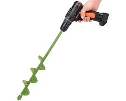 4 pièces ensemble de tarière de sol 42 cm pour perceuse - tarière de jardin verte pour tournevis-perceuse sans fil, tarière de plantation pour bulbes et semis, outil de creusage résistant à la corrosion