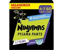 Pampers Ninjamas - Pyjama Pants Night - Garçon - 4/7 ans - Coffret mensuel - 60 couches pantalons