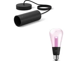 Philips Hue Lightguide Hanglamp (Zwart) - E27 - Wit en Gekleurd Licht - Incl. 1 Hue Lightguide Edisson Lamp Groot (ST72) - Hue White and Color Ambiance