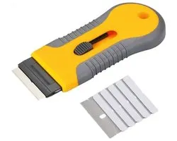 Actie4you® - Carbon Blade - Glaskrabber- Glasschraper voor reinigen lijmresten Krabber – Sticker verwijderen - Plakresten schraper - Verfkrabber - Kookplaten Krabber - 3 Extra Mesjes