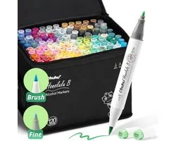 Ohuhu Honolulu B 120 couleurs Marqueurs Art à Alcohol pinceau et fin