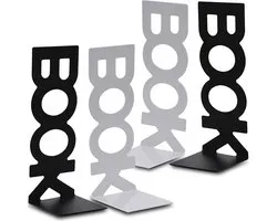 Boekensteun - Set van 4 - Metalen Boekenstandaard - Stijlvol Ontwerp - Decoratieve boekensteunen - Boekenhouder - Boeksteun - Book Holder - Multifunctioneel Inzetbaar - Verdelers voor Planken, Kantoor, Bibliotheek, Huis en School