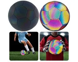 Cheqo® Lichtgevende Holografische Voetbal - Glow in the Dark Voetbal - Reflecterende Bright Voetbal - Maat 5 - Ideaal voor Avondwedstrijden - Halogeen Effect