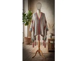 Kit Crochet Poncho/Wrap - Naturel/Couleur-Taille Unique.