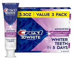 Crest 3D White Advanced Teeth Whitening Tandpasta – Brilliance Radiant Mint 3X 96g – Tandbleek Tandpasta tegen Verkleuring – Stralend Witte Tanden – Frisse Muntsmaak