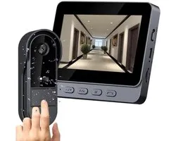 Sonnette vidéo sans fil avec moniteur, écran IPS 4,3 pouces, vision nocturne infrarouge, interphone audio bidirectionnel, objectif grand angle 170°, étanche, sans WiFi ni application