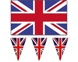 Ensemble de décoration drapeaux Angleterre/Royaume-Uni/Grande-Bretagne intérieur/extérieur 3 pièces - Décorations Landen pour fans/supporters