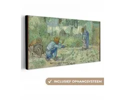 Canvas schilderij 80x40 cm - Wanddecoratie Eerste stappen (naar Millet) - Vincent van Gogh - Muurdecoratie woonkamer - Slaapkamer decoratie - Kamer accessoires - Schilderijen op canvas