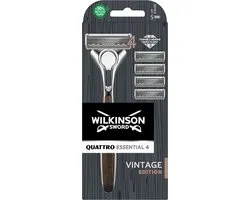 Wilkinson Sword - Quattro Titanium - Édition Vintage - Système de Rasage + 5 Lames de rasoir