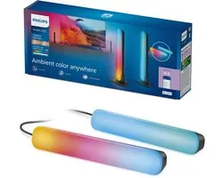 Philips Smart Lighting - Gradient Light Bars - Tafellamp - RGBIC - Gekleurd en instelbaar wit licht - Muzieksynchronisatie - Wall washer - Lengte: 30cm - Zwart - Werkt met de WiZ app - Wifi
