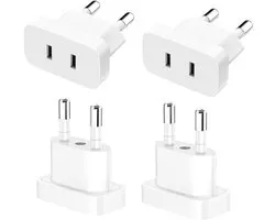 VIEVRE 4 stuks US naar EU adapter, EU-stekkeradapter, stekker US naar EU, adapter voor stopcontacten, US EU-adapter, US naar EU-adapter, stekkeradapter EU, stekkeradapter Japan Duitsland, adapter