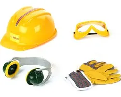 Klein Toys - Bosch mini speelgoed accessories Set, met helm, bril, handschoenen en oorbeschermers -