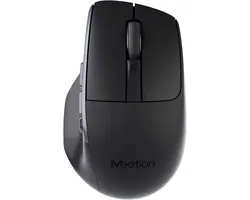 Meetion BTM012 - Draadloze Muis - 2.4 GHz + Bluetooth Dual-Mode - Ergonomisch Ontwerp - 4 DPI-Instellingen 800-2400 - RGB Verlichting - Oplaadbare Batterij - USB-C - Universele Compatibiliteit - Zwart