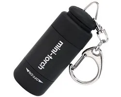 Mini lampe torche LED- Connexion USB - Rechargeable - Portable - Étanche - Pour le camping - Porte- Micro rechargeable - Zwart