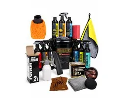 AutoFresh Ultimate Premium Auto Was & Detailing Set – Inclusief Carnauba Wax, Wateraftrekker, Zeemleer, Drukspuit met Foam Gun & Applicatiespons – Complete 20+ Delige All-in-One Bundle – Professionele Reiniging, Drogen & Bescherming