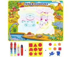 Igoods speelmat 110 x 80 cm - Tekenmat Met 4 Magic Pennen & Stempelset - Aqua Magic Doodle Mat voor Kinderen - Speelgoed Cadeau voor 3 tm 8 Jaar