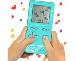Silvergear Retro Spelcomputer Blokkenspel 26 Spelletjes - Speelgoed Voor in de Auto - Mini Arcade Game Console voor Kinderen - Puzzel Speelgoed - Reisspelletjes Voor Kinderen - Cadeau voor Jongens en Meisjes - Vakantie - 6, 7+ Jaar - Lichtblauw