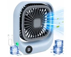 Kleine Draagbare Bureauventilator - Compacte USB-C Ventilator - Mini Tafel Ventilator 3 Standen - voor Auto, Kantoor & Onderweg - Lichtgewicht Mini Desk Fan - Kleine Oplaadbare Ventilator - Handventilator Oplaadbaar - Handwaaier - Blauw - Silvergear
