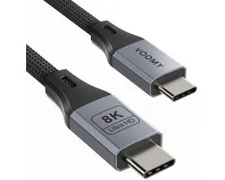 Câble USB C Premium Voomy 240 W - 20 Gbps - 8K Ultra HD - USB C vers USB C - 1,8 mètre - Câble de charge, câble de données et chargeur rapide - Convient pour Samsung Galaxy / MacBook / iPad Pro / iPhone 15 - Câble tressé