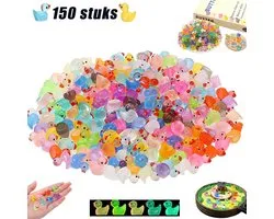 150 stuks Lichtgevende mini eendjes - Mini eendjes voor micro landschap - Nachtglinwend mini eendje decoratie - tuin decoratie - miniatuur decoratie - voor DIY-tuinen Poppenhuizen Micro-landschappen Aquaria en Feestdecoratie