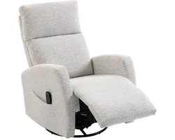 Elektrische Massagestoel, Relaxstoel met Verwarming en massage,Verstelbare Kanteling, TV-stoel met Voetsteun voor Woonkamer, Slaapkamer of Kantoor,chenillestof,360° draaibaar, beige