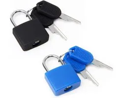 Cadenas - 2 pièces de petits cadenas porte-clés, petits cadenas, mini cadenas, ensemble de cadenas, cadenas de bagages, petits cadenas porte-clés, cadenas de casiers, pour valises, casiers, tiroirs (bleu + noir)