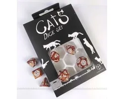 Q-Workshop dobbelstenen set katten Muffin - bruin - 7 stuks - DnD.