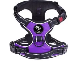 Frenkiez reflective Y harness hondentuig lockable , purple, Large