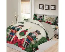 Bed Glow & Apparel – Housse de couette de Noël 200x200 – Motif Casse-Noisette et Design Noël – Comprend 2 Taies d'oreiller 60x70 – Douce et féérique