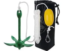 FUSIGO Boat kayak anchor kit, 1.5kg paddleboard anchor with 13m rope foldable boat canoe anchors rope float for fishing kayaks SUP paddleboards canoes jet ski PWC inflatable small boats