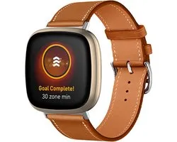 Bracelet en cuir Compatible Fitbit Versa 3/4 & Sense 1/2 - Marron - By Qubix Smartwatch strap bracelet Wristband Strap Band Watchband
